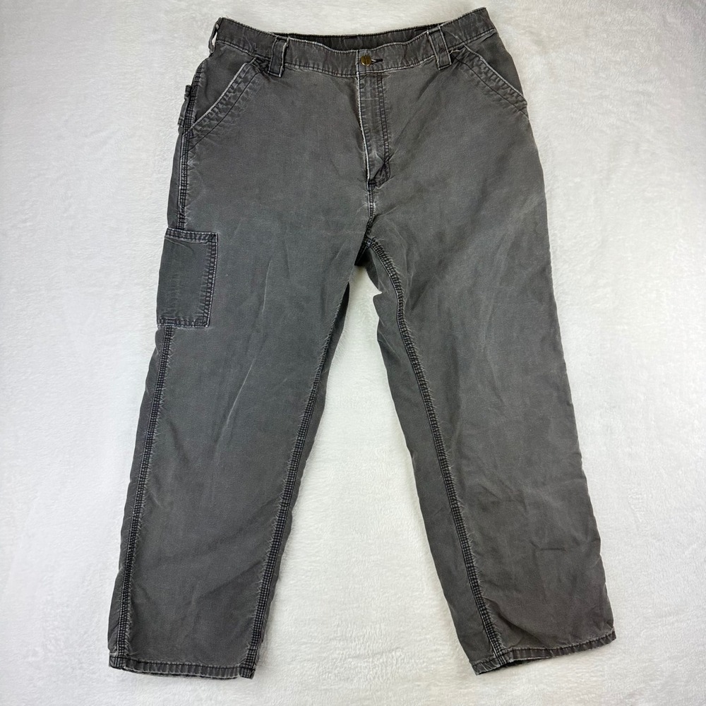 Carhartt Carpenter Pants Mens Workwear B151-BLK Loose Fit 36x30 Gray Cotton VTG